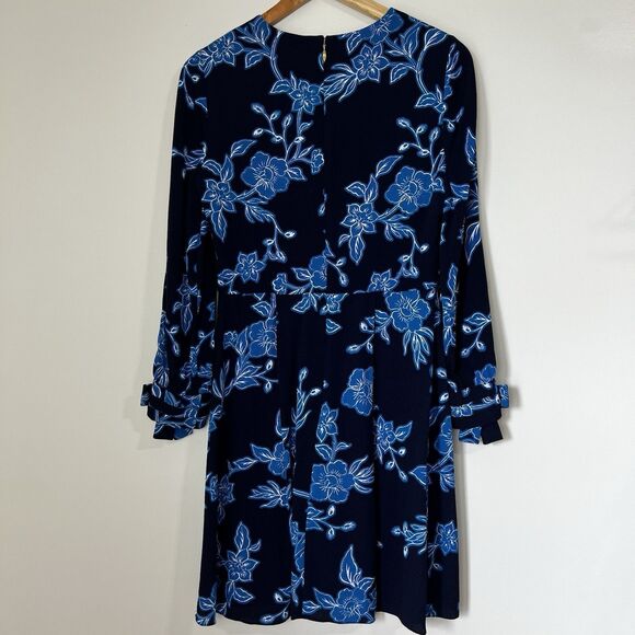 Draper James Blue Geranium Floral Tie Sleeve Dress Sz 4 Classic Rodeo Wedding - Picture 10 of 12